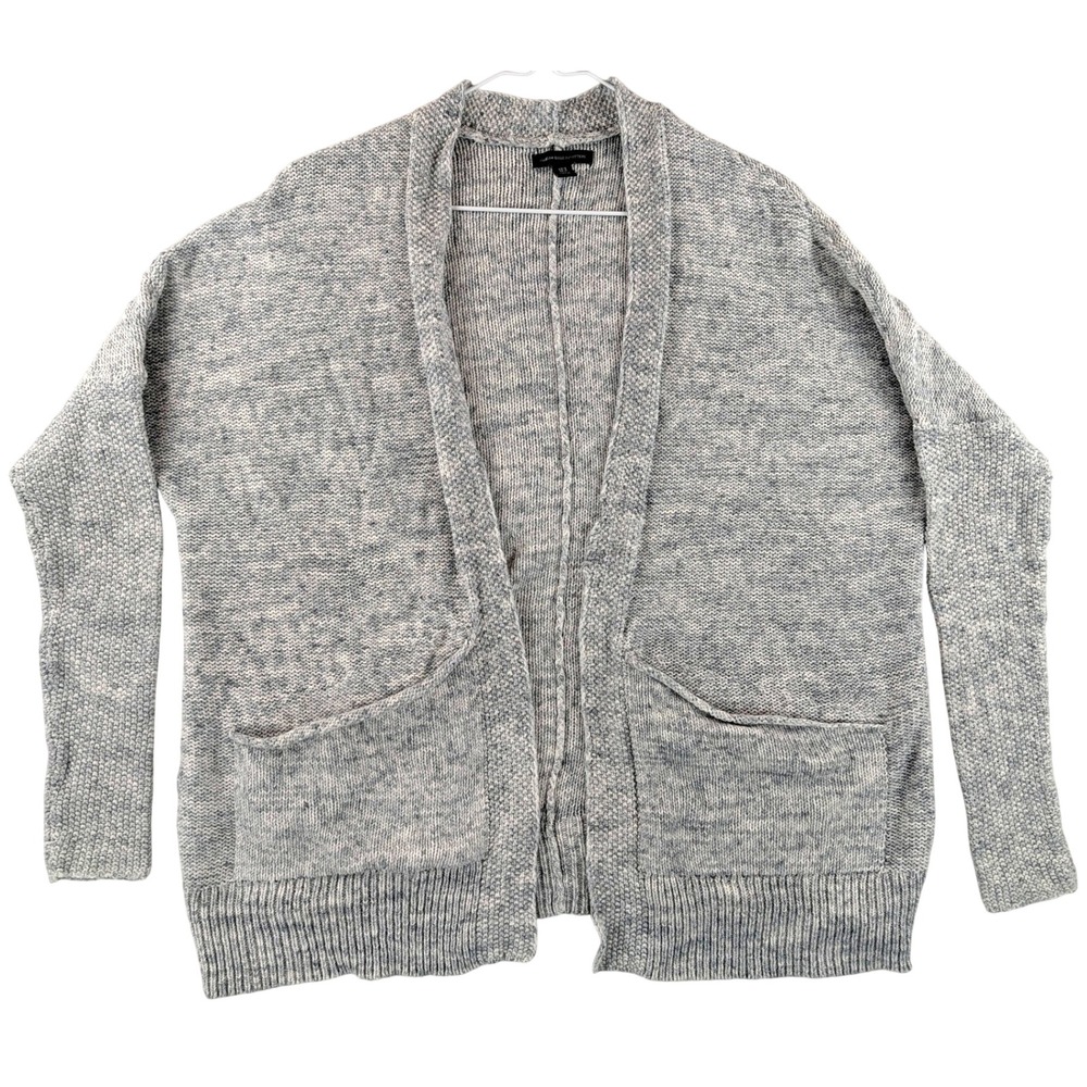 American Eagle Cardigan Womens XS/S Gray Marled Cotton Open Front Pockets